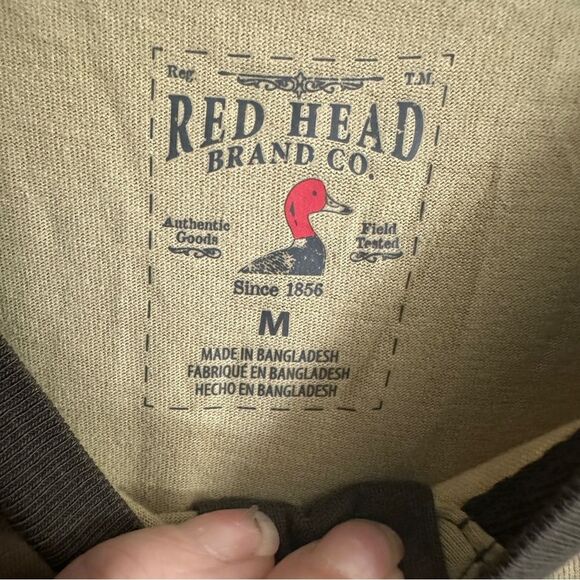 Red Head Two‎ Tone Army Green Raglan Style Long Sleeve Med NWT - Picture 6 of 9